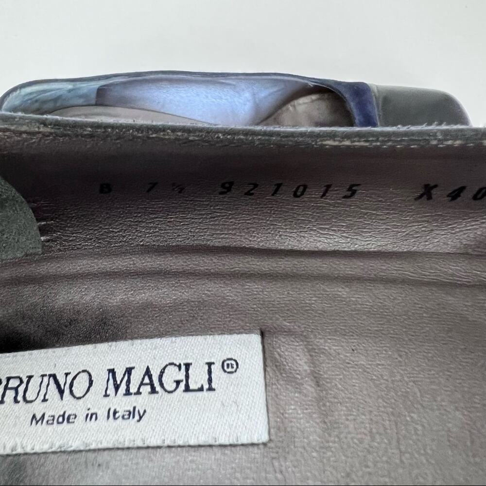 Bruno Magli Classic Suede Block Leather‎ Chunky Navy Heels Pumps - Picture 9 of 12